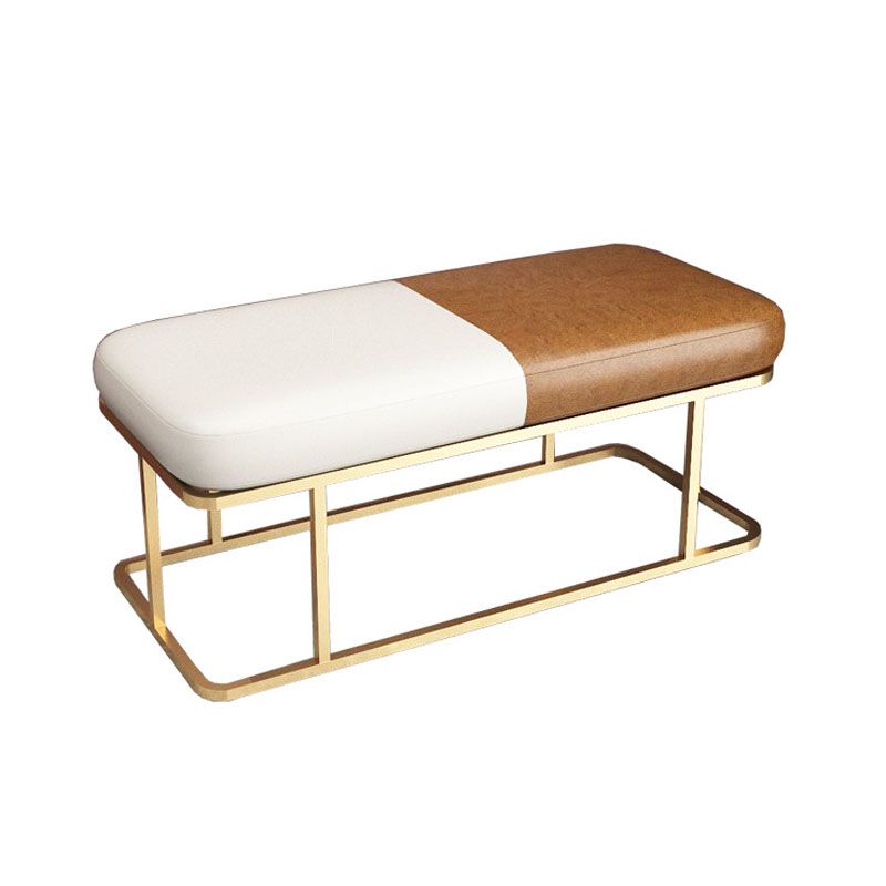 Mid-Century Modern Upholstered Bench Bedroom Seating Bench in Brown and White with Legs Clearhalo 'Benches' 'Chairs & Seating' 'furn' 'furn_benches' 'Furniture' 'Living Room Furniture' 1200x1200_fc08bda9-d9c1-4228-81c0-59a611eef852