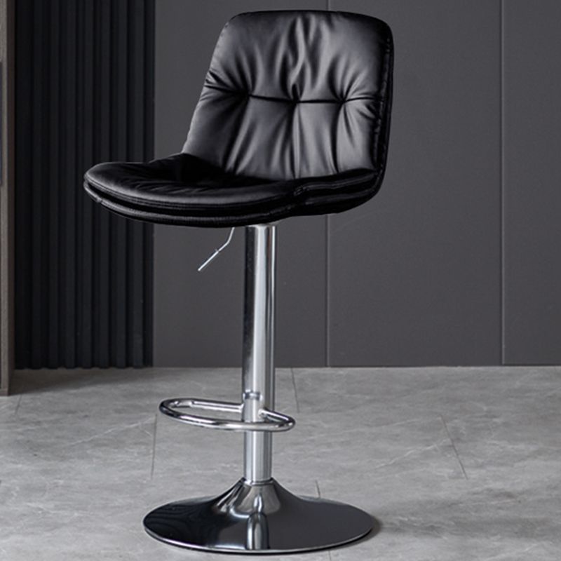 Taburetes de barra de cuero sintética Tortón de barra de altura ajustable giratoria con reposapiés