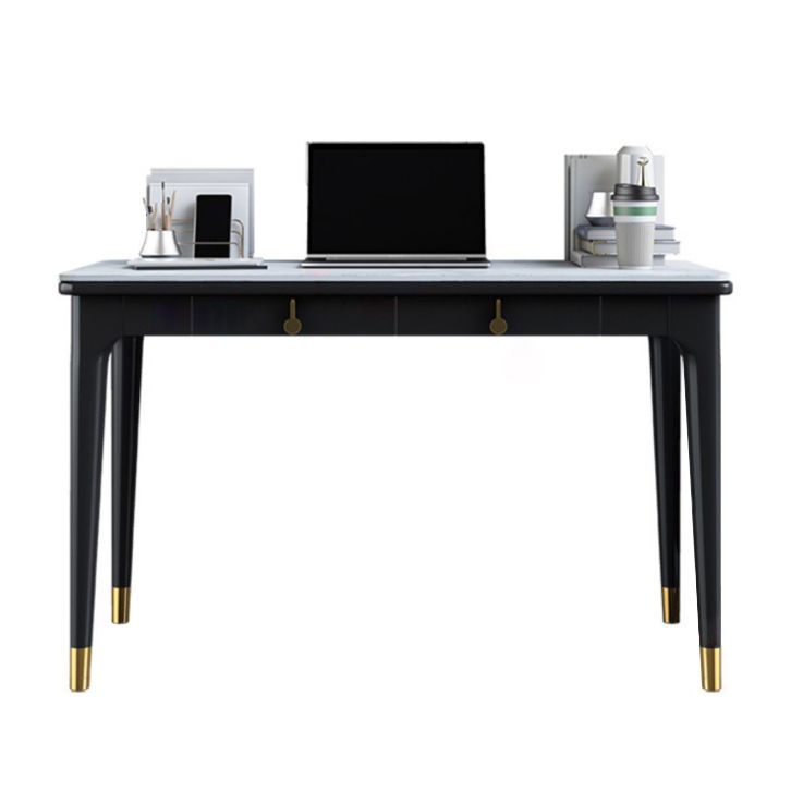 Glam Stone Office Desk Rectangular Black Writing Desk for Office Clearhalo 'furn' 'furn_office_desk' 'Furniture' 'Office Desks' 'Office Furniture' 'office_desk' 1200x1200_fc0ed101-a46a-4f8f-9293-e54f490d2daa