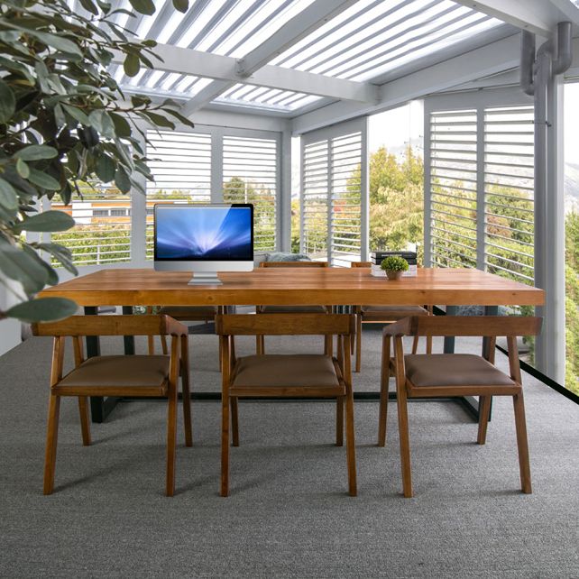 Brown Pine Wood Top Rectangular Desk Industrial Office Desk with Trestle Clearhalo 'furn' 'furn_office_desk' 'Furniture' 'Office Desks' 'Office Furniture' 'office_desk' 1200x1200_fc0f6255-e8ef-435b-8a1e-c8f6d99b7058