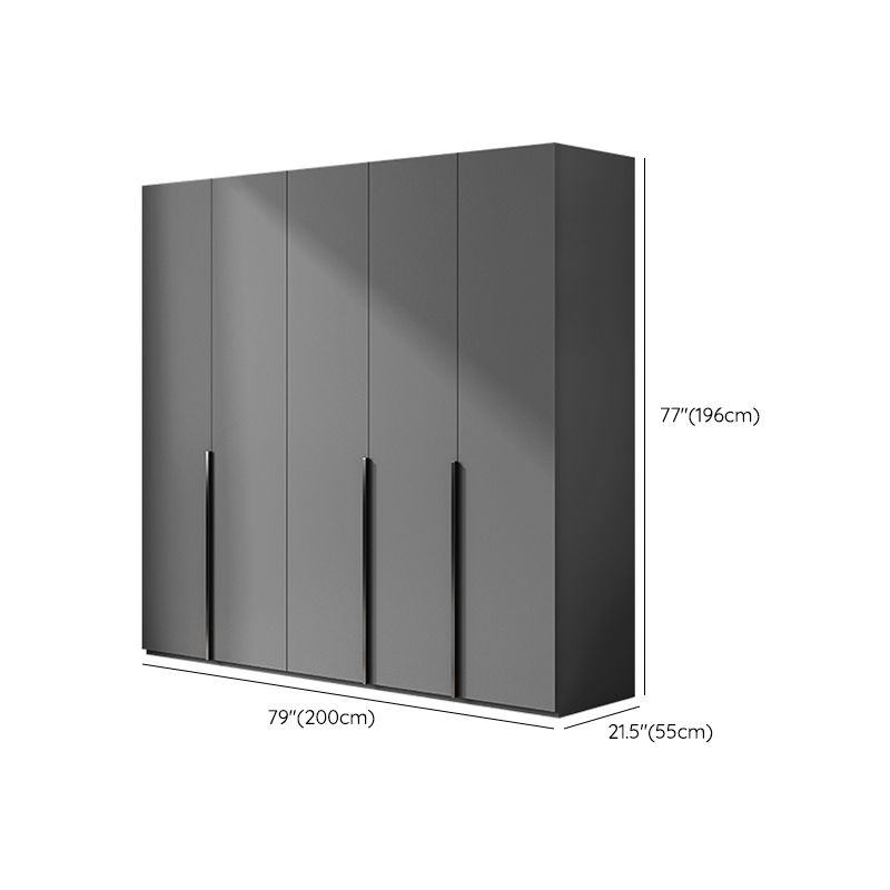 Contemporary Grey Storage Cabinet with Garment Rod Hinged Door Cabinet for Bedroom Clearhalo 'Armoires & Wardrobes' 'armoires_wardrobes' 'Bedroom Furniture' 'furn' 'furn_armoires_wardrobes' 'Furniture' 1200x1200_fc103204-7711-4ea2-8e3d-e241da1293ee