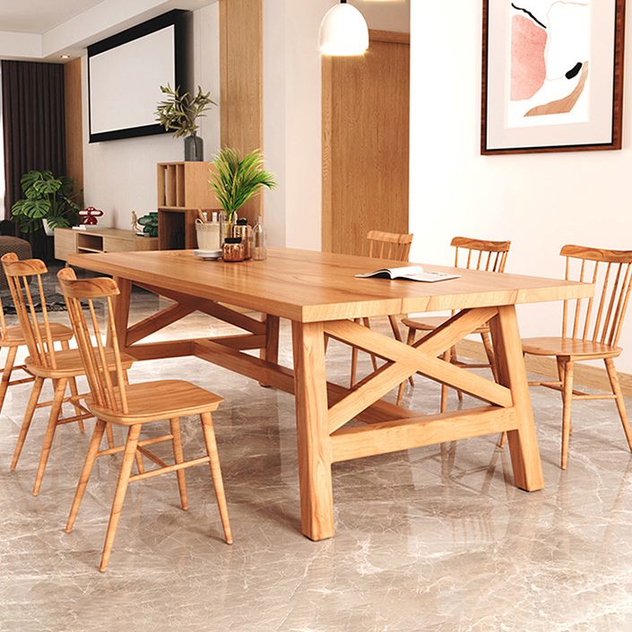 Contemporary Wood Top Dining Table with Rectangle Dining Table Furniture with Trestle Table Clearhalo 'Dining Room Sets' 'Dining Tables & Seating' 'dining_room_set' 'furn' 'furn_dining_room_set' 'Furniture' 'furniture_dining_room_set' 'Kitchen & Dining Furniture' 'kitchen&dining_furn' 'kitchen' 1200x1200_fc10403f-7580-4853-918e-a04d7951336d