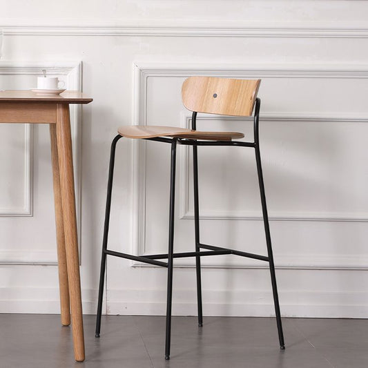 Modern Style Low Back Bar-stool Wooden Bar Stool with Metal Legs Clearhalo 'Bar Furniture' 'Bar Stools' 'bar_stools' 'furn' 'furn_bar_stools' 'Furniture' 'furniture_bar_stools' 'Kitchen & Dining Furniture' 1200x1200_fc1068e3-81f9-498c-a438-a457660eba79
