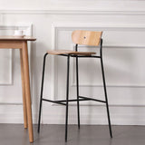Modern Style Low Back Bar-stool Wooden Bar Stool with Metal Legs Clearhalo 'Bar Furniture' 'Bar Stools' 'bar_stools' 'furn' 'furn_bar_stools' 'Furniture' 'furniture_bar_stools' 'Kitchen & Dining Furniture' 1200x1200_fc1068e3-81f9-498c-a438-a457660eba79
