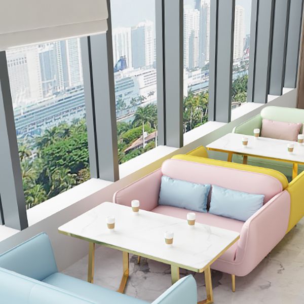 グラム静止フェイクレザースクエアアームリビングルームステイン耐性ソファ