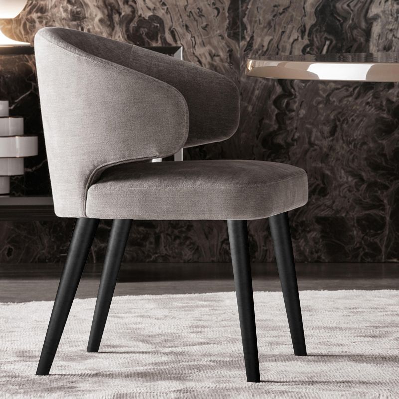 Glam Style Upholstered Side Chair Solid Back Chair with 4 Black Finish Legs Clearhalo ' kitchen&dining_furn' 'Dining Chairs' 'Dining Tables & Seating' 'dining_chair' 'furn' 'furn_dining_chair' 'Furniture' 'furniture_dining_chair' 'Kitchen & Dining Furniture' 'kitchen' 1200x1200_fc10c4d9-a268-4d4f-b18a-882a79bc967d