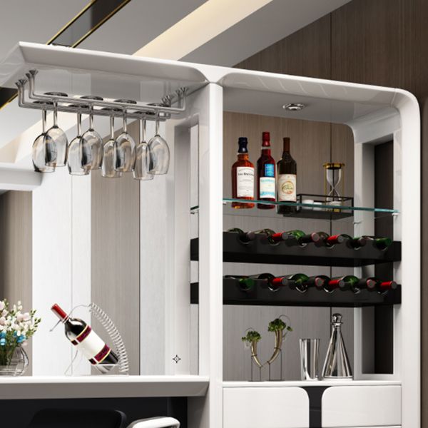 Glam White Laminate Bar Table 39.3"H Bistro Table with Wine Glass Holders, Only Table Clearhalo 'Bar Furniture' 'Bar Tables' 'bar_tables' 'furn' 'furn_bar_tables' 'Furniture' 'furniture_bar_tables' 'Kitchen & Dining Furniture' 'kitchen&dining_furn' 'kitchen' 1200x1200_fc11598a-6d54-42b2-b5e9-895d6ccf3471