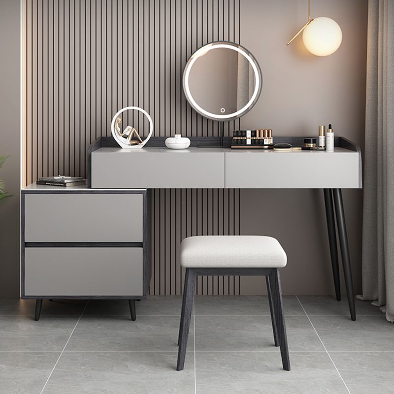 Contemporary Stone Makeup Vanity 4-Drawer Vanity Set with Standing Mirror Clearhalo 'Bedroom Furniture' 'furn' 'furn_makeup_vanities' 'Furniture' 'Makeup Vanities' 'makeup_vanities' 1200x1200_fc122c1d-ec27-4d35-9e2a-1983f4be6c3b