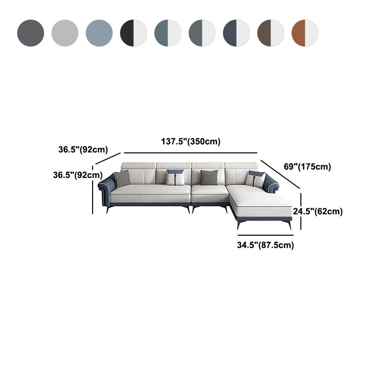 Faux Leather 4-Seater Sectional with Flared Arms and Storage for Living Room Clearhalo 'furn' 'furn_sectionals' 'Furniture' 'Living Room Furniture' 'Sectionals' 1200x1200_fc123f1e-76db-4006-ad26-47475f5718ff