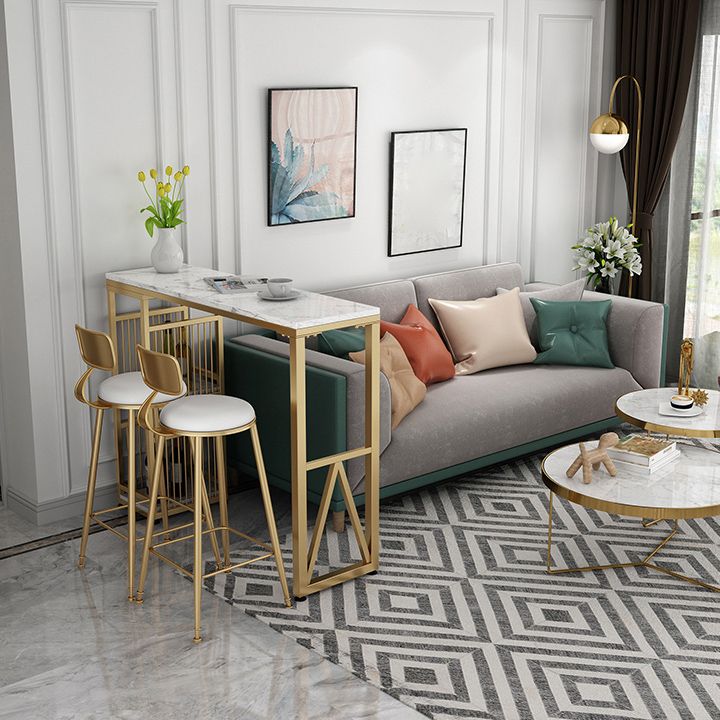 White Bar Table 1/2/3 Pieces Pub Table Set, Luxury Counter Table with Upholstered Stools