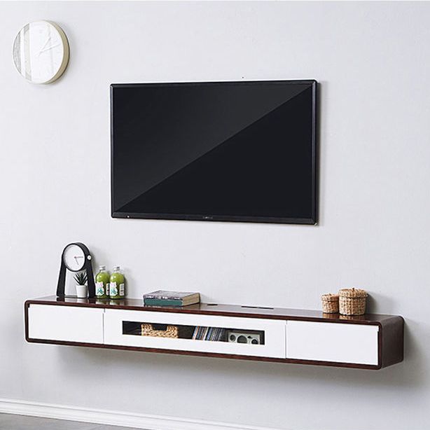 Rubberwood 9.45" D TV Stand Nordic Floating TV Stand with Storage Drawers Clearhalo 'furn' 'furn_tv_stands_entertainment_centers' 'Furniture' 'Living Room Furniture' 'TV Stands & Entertainment Centers' 'TV Stands & Media Storage Furniture' 'tv_stands_entertainment_centers' 1200x1200_fc13061e-bfc9-4ef5-a834-d802c2492ce6