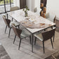 Modern Stone Dining Table Set 1/2/3/5/7 Pieces Dining Set with Solid Back Chairs