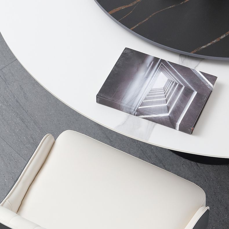 Modern Round Dinette Set 1/3/4/5/7 Pieces Sintered Stone Dining Table Set with Turntable Clearhalo 'Dining Room Sets' 'Dining Tables & Seating' 'dining_room_set' 'furn' 'furn_dining_room_set' 'Furniture' 'furniture_dining_room_set' 'Kitchen & Dining Furniture' 1200x1200_fc134c1b-43a0-4bc5-8a7a-0f71d991bf94