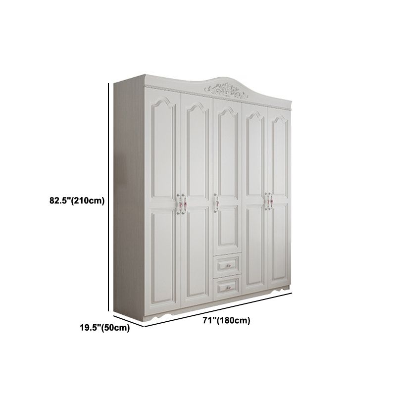 French Country White Storage Cabinet Hinged Door Cabinet with Drawers