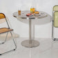 Metal Contemporary Sliver Dining Table Stainless Steel Dining Table with Pedestal Base Clearhalo ' dining_table' 'Dining Tables & Seating' 'Dining Tables' 'furn' 'furn_dining_table' 'Furniture' 'furniture_dining_table' 'Kitchen & Dining Furniture' 'kitchen&dining_furn' 'kitchen' 'kitchen_dining_table' 1200x1200_fc136259-15de-4886-b693-9c1d6cee88bc