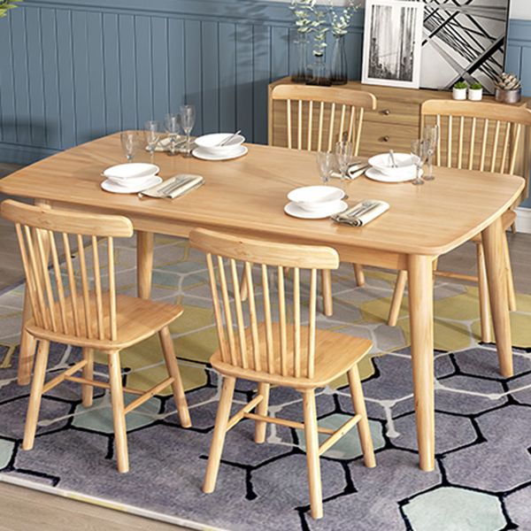 Mesa de madera rectangular moderna mesa de comedor de altura estándar con 4 patas