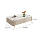 2 Drawers Rectangular Slate Top Coffee Table 4 Legs Cocktail Table