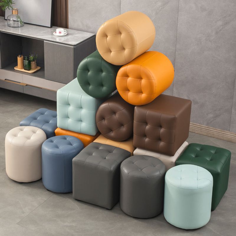 Contemporary Pouf Ottoman Genuine Leather Tufted Upholstered Solid Color Ottoman Clearhalo 'furn' 'furn_ottomans_poufs' 'Furniture' 'Living Room Furniture' 'Ottomans & Poufs' 'ottomans_poufs' 1200x1200_fc193a75-ee67-4b8b-84d2-d89c3894d121