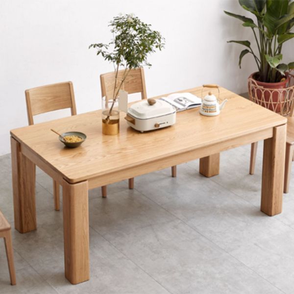 Rectangle 4 Legs Dining Table Solid Wood Dining Table in Natural and Walnut Clearhalo 'Dining Tables & Seating' 'Dining Tables' 'dining_table' 'furn' 'furn_dining_table' 'Furniture' 'Kitchen & Dining Furniture' 1200x1200_fc196ef3-a19a-4dfe-bd1b-fb0ddefbb6d8
