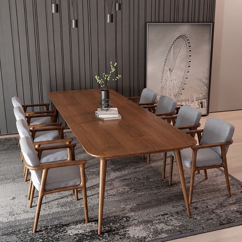 Bureau de bureau en bois contemporain Bureau de tâche de forme rectangulaire avec 4 jambes en marron