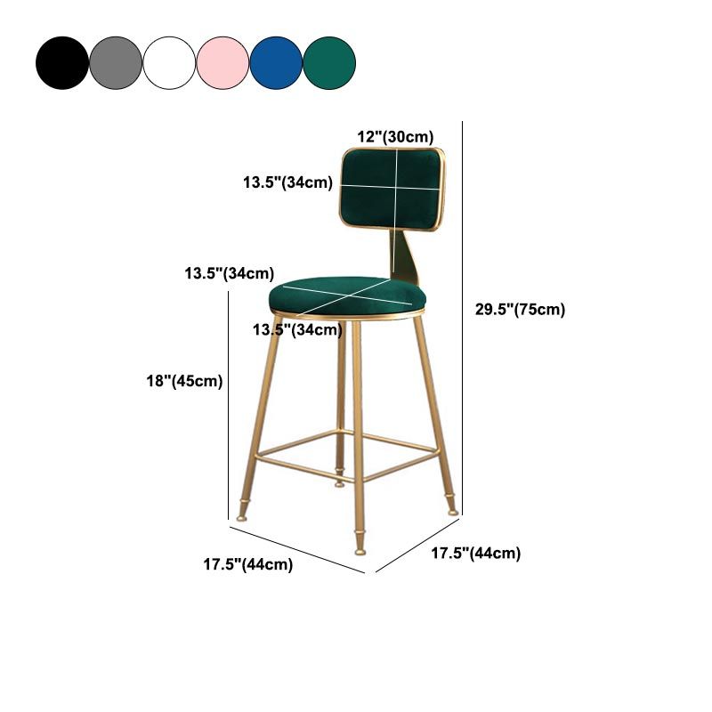 Glam Metal Barstool Velvet Gold Furniture in Matte Finish for Indoor Clearhalo 'Bar Furniture' 'Bar Stools' 'bar_stools' 'furn' 'furn_bar_stools' 'Furniture' 'Kitchen & Dining Furniture' 1200x1200_fc1adf5b-449c-4f2c-9aac-7eb26a69aa42