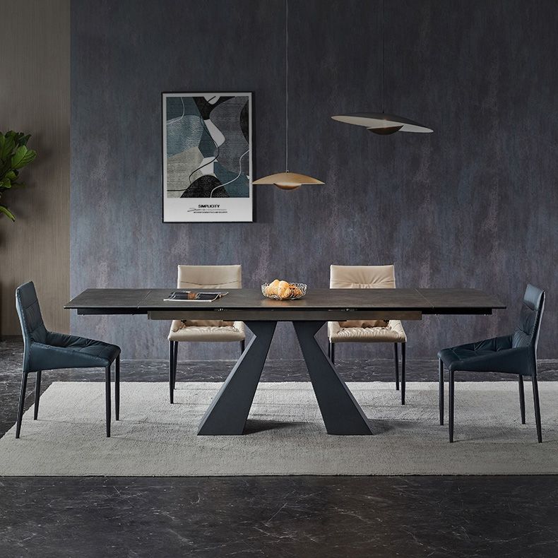 Industrial Black Standard Dining Table Sintered Stone Rectangle Dining Table for Kitchen Clearhalo ' dining_table' 'Dining Tables & Seating' 'Dining Tables' 'furn' 'furn_dining_table' 'Furniture' 'furniture_dining_table' 'Kitchen & Dining Furniture' 'kitchen&dining_furn' 'kitchen' 'kitchen_dining_table' 1200x1200_fc1af049-04d2-4363-b0db-737501789651