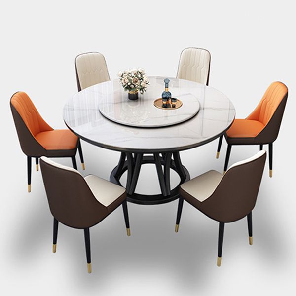 Round Dining Table Modern Dining Table with Wood Pedestal in Black Clearhalo ' dining_table' 'Dining Tables & Seating' 'Dining Tables' 'furn' 'furn_dining_table' 'Furniture' 'furniture_dining_table' 'Kitchen & Dining Furniture' 'kitchen&dining_furn' 'kitchen' 'kitchen_dining_table' 1200x1200_fc1c7b85-01fe-47b7-8e35-cf3004799584