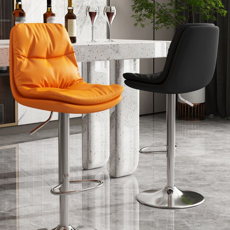 Modern Leather Adjustable Height Barstool Indoor Bar Stool with Iron Legs and Low Back Clearhalo 'Bar Furniture' 'Bar Stools' 'bar_stools' 'furn' 'furn_bar_stools' 'furniture_bar_stools' 'Kitchen & Dining Furniture' 'kitchen&dining_furn' 'kitchen' 'kitchen_furn' Furniture' 1200x1200_fc1d217a-5859-4013-b07f-19328edc988c