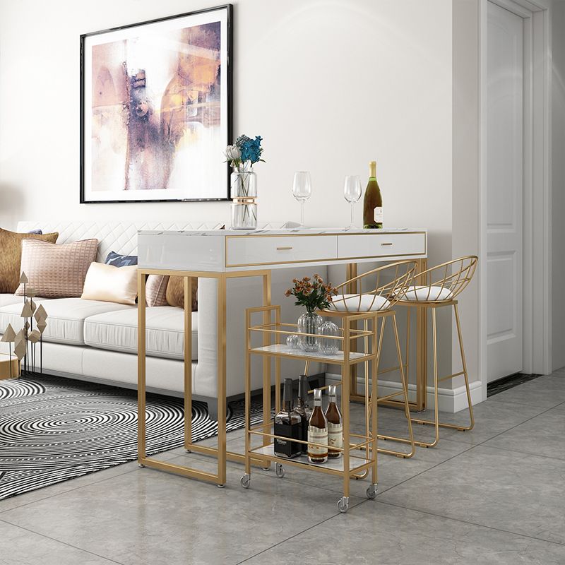 Glam Gold Metal Bar Height Pub Table Rectangle Sled Pub Height Dining Table Clearhalo 'Bar Furniture' 'Bar Tables' 'bar_tables' 'furn' 'furn_bar_tables' 'Furniture' 'furniture_bar_tables' 'Kitchen & Dining Furniture' 'kitchen&dining_furn' 'kitchen' 1200x1200_fc1d9f7a-0fa2-4228-9841-1f3a8d707f30