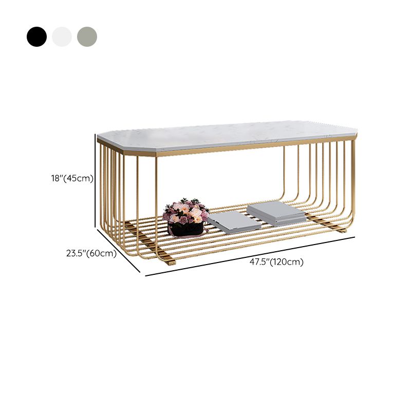 Gold Metal Frame Coffee Table Luxurious Cocktail Table with Storage Clearhalo 'Coffee & Accent Tables' 'Coffee Tables' 'coffee_tables' 'furn' 'furn_coffee_tables' 'Furniture' 'Living Room Furniture' 1200x1200_fc1da3ea-df7f-4db0-a84e-274cb7c1ffc1