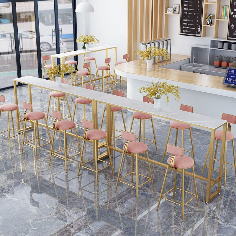 Glam Style Marble Bar Table Gold Frame 42 Inch Height Table for Restaurant Clearhalo 'Bar Furniture' 'Bar Tables' 'bar_tables' 'furn' 'furn_bar_tables' 'Furniture' 'furniture_bar_tables' 'Kitchen & Dining Furniture' 'kitchen&dining_furn' 'kitchen' 1200x1200_fc1e7c0e-e0e1-48f1-be6a-f0ed5945f248