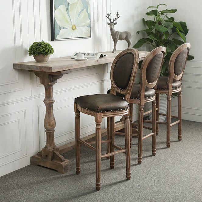 Light Brown Industrial Style Bar Table Solid Wood Milk Tea Shop Casual Bar Table Clearhalo 'Bar Furniture' 'Bar Tables' 'bar_tables' 'furn' 'furn_bar_tables' 'Furniture' 'furniture_bar_tables' 'Kitchen & Dining Furniture' 1200x1200_fc1e9927-595d-4dec-88b8-3e0f2bacb2c0