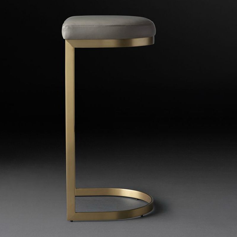 Modern Armless Backless Counter Stool Iron Cafer Bar Stool with Cushion and Pedal