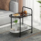 Modern Glass Top Side Table 27.55-inch 4 Legs End Table with Casters
