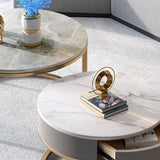 Slate Round Frame Coffee Table Modern Nesting Coffee Table Set with Drawer Clearhalo 'Coffee & Accent Tables' 'Coffee Tables' 'coffee_tables' 'furn' 'furn_coffee_tables' 'Furniture' 'Living Room Furniture' 1200x1200_fc2130b7-bb59-4480-b46d-fbb5a7c8afab