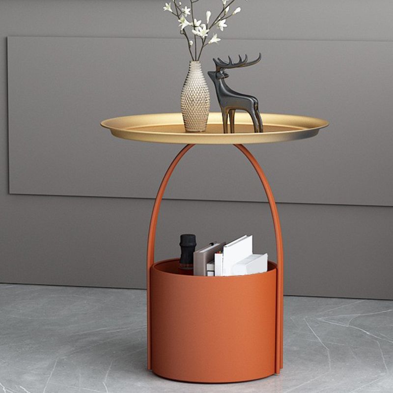 Round Tray Top Coffee Table Iron Pedestal Cocktail Table with Storage Clearhalo 'Coffee & Accent Tables' 'Coffee Tables' 'coffee_tables' 'furn' 'furn_coffee_tables' 'Furniture' 'Living Room Furniture' 1200x1200_fc2273d1-23c6-4f1f-b129-d6e87a887dbe