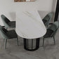 Modern White Stone Dining Table 78"L Table Sled Base Table for Home
