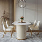 Tavolo da pranzo in pietra sinterizzato di lusso tavolo bianco ovale con doppio piedistallo