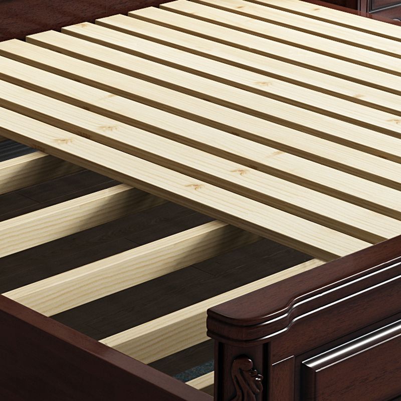 Rubberwood Traditional Panel Bed 62.59" High Brown Bed with Upholstered Headboard Clearhalo 'Bedroom Furniture' 'Beds' 'furn' 'furn_beds' 'Furniture' 1200x1200_fc237523-93f8-4d12-bb9a-1bfa84e6523b