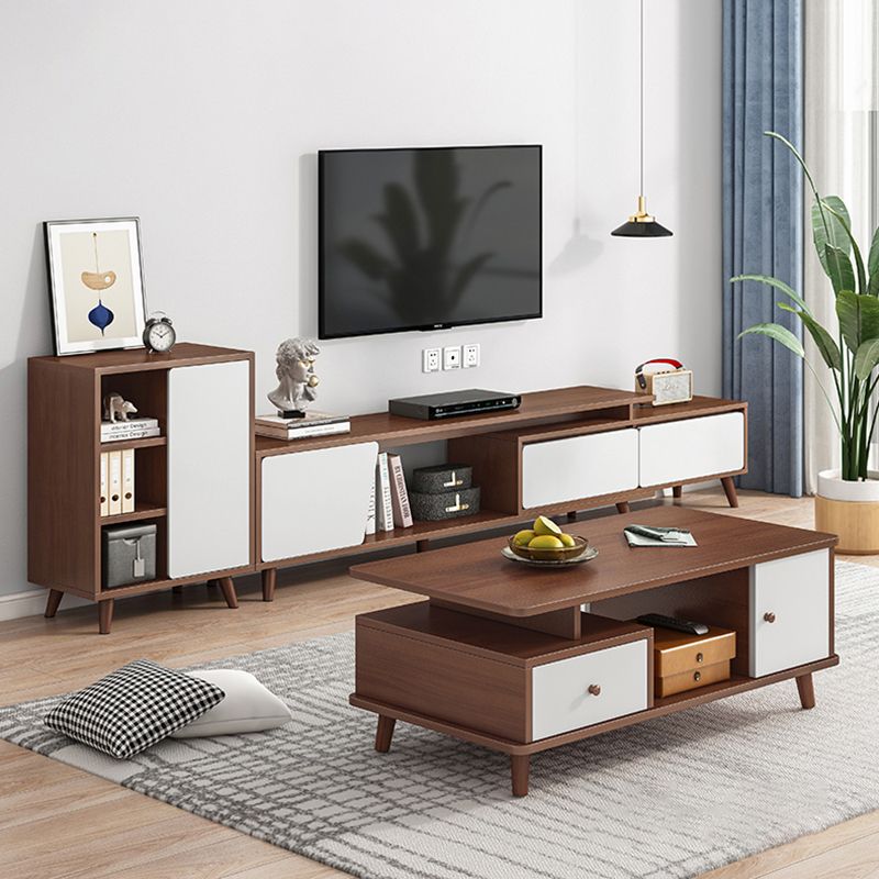 Engineered Wood TV Stand Console with Cabinet 2-Drawer TV Media Stand Clearhalo 'furn' 'furn_tv_stands_entertainment_centers' 'Furniture' 'Living Room Furniture' 'TV Stands & Entertainment Centers' 'TV Stands & Media Storage Furniture' 'tv_stands_entertainment_centers' 1200x1200_fc23c5e1-4014-411d-8a05-e80d8ae63a8e