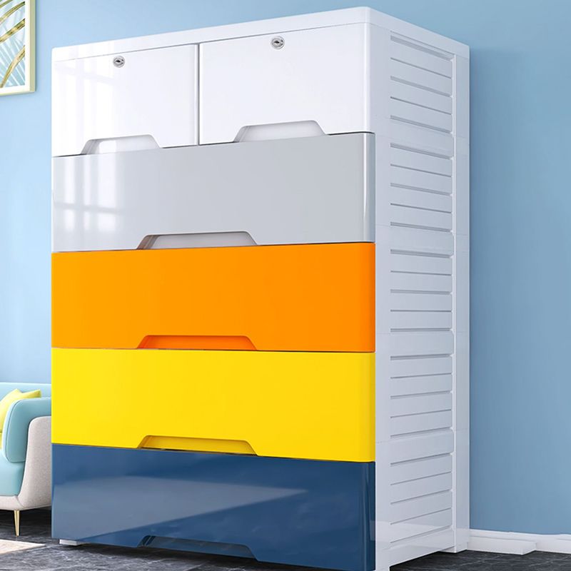 Plastic Home Non-Hanging Armoire Modern Style Storage Cabinet with Caster Wheels Clearhalo 'Armoires & Wardrobes' 'armoires_wardrobes' 'Bedroom Furniture' 'furn' 'furn_armoires_wardrobes' 'Furniture' 1200x1200_fc23f32b-2509-4cab-88da-51b022ebf2c0