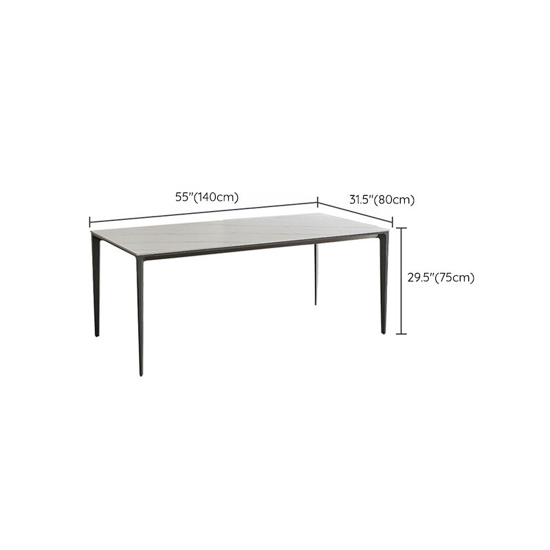 Industrial Style Rectangle Dining Table Sintered Stone Table with Metal Legs for Kitchen Clearhalo 'Dining Tables & Seating' 'Dining Tables' 'dining_table' 'furn' 'furn_dining_table' 'Furniture' 'Kitchen & Dining Furniture' 1200x1200_fc256f04-3035-46e2-9b29-fe527359ff7b