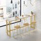 Rectangular Artificial Marble Bar Table Luxurious Bistro Table with Double Pedestal Clearhalo 'Bar Furniture' 'Bar Tables' 'bar_tables' 'furn' 'furn_bar_tables' 'Furniture' 'Kitchen & Dining Furniture' 1200x1200_fc25bde5-b115-44ef-834f-595e64d9c6c7