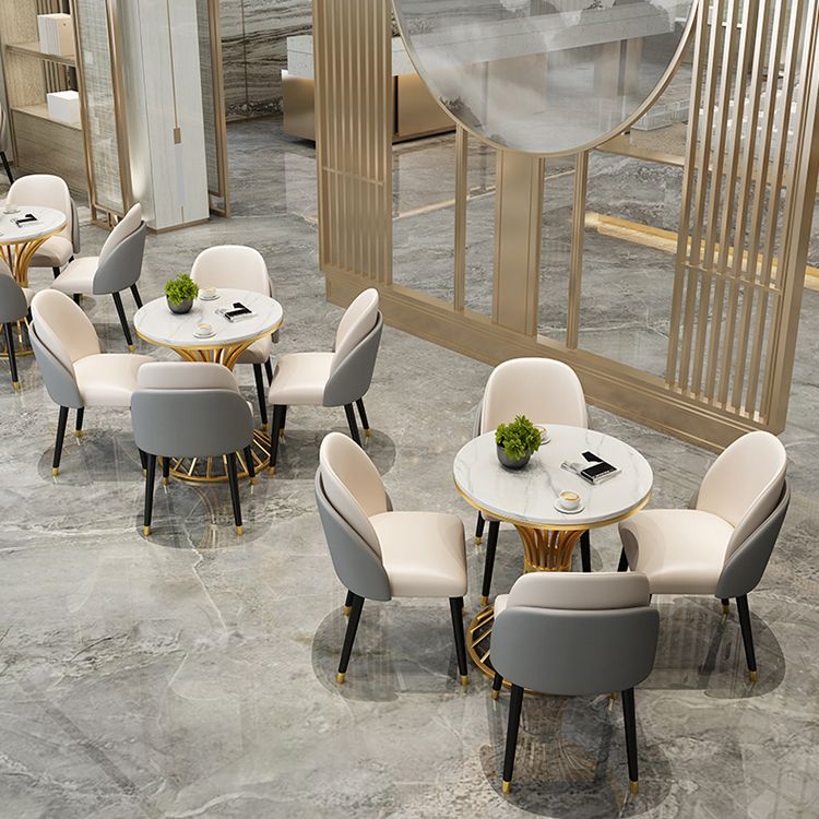 Simple Style Home Sintered Stone Dining Table Round Shape Table with Metallic Pedestal Base Clearhalo ' dining_table' 'Dining Tables & Seating' 'Dining Tables' 'furn' 'furn_dining_table' 'Furniture' 'furniture_dining_table' 'Kitchen & Dining Furniture' 'kitchen&dining_furn' 'kitchen' 'kitchen_dining_table' 1200x1200_fc2698f1-bc6d-4871-8410-69068849b62c