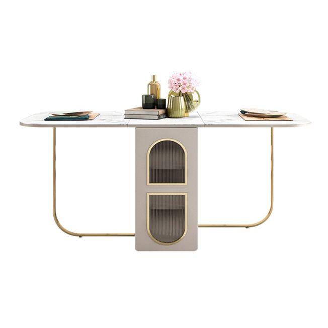 Modern Style Rectangle 63" Dining Table Sintered Stone Drop-Leaf Dining Table for Home Clearhalo ' dining_table' 'Dining Tables & Seating' 'Dining Tables' 'furn' 'furn_dining_table' 'Furniture' 'furniture_dining_table' 'Kitchen & Dining Furniture' 'kitchen&dining_furn' 'kitchen' 'kitchen_dining_table' 1200x1200_fc27af05-90da-4020-a11c-1d0060c638be