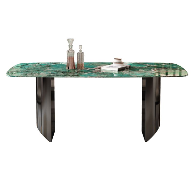 Mesa de comedor con pedestal doble, mesa de comedor rectangular para cocina