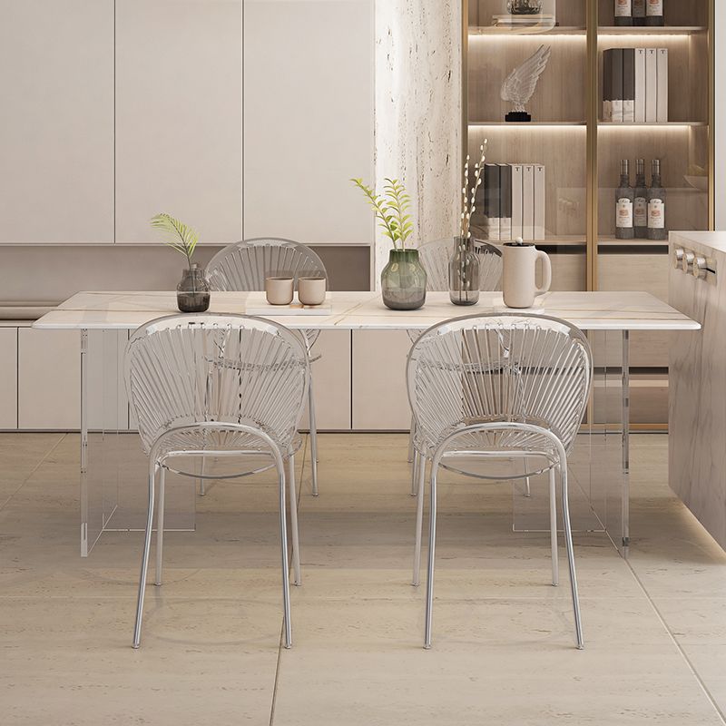 Modern Table in White for Restaurant Rectangle Table with Acrylic Base Clearhalo 'Dining Tables & Seating' 'Dining Tables' 'dining_table' 'furn' 'furn_dining_table' 'Furniture' 'furniture_dining_table' 'Kitchen & Dining Furniture' 'kitchen' 'kitchen_dining_table' 1200x1200_fc2a3f71-3e7c-41a6-94ba-69d66333d446