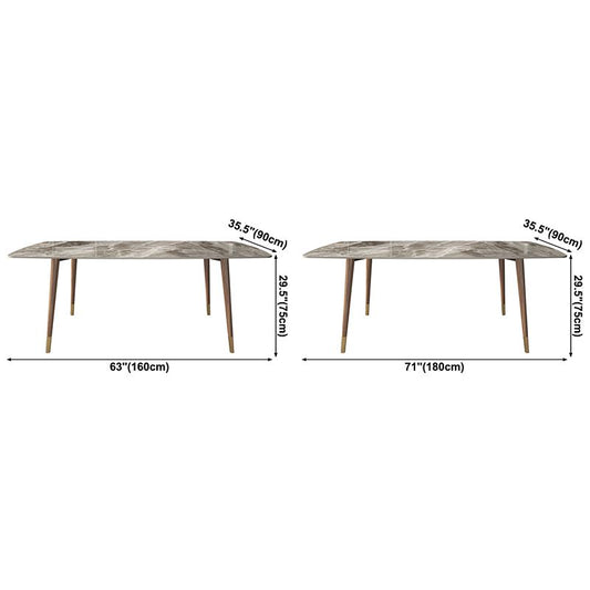 Simplicity Style Home Sintered Stone Dining Table Rectangle Shape Table with Ash Wood Base