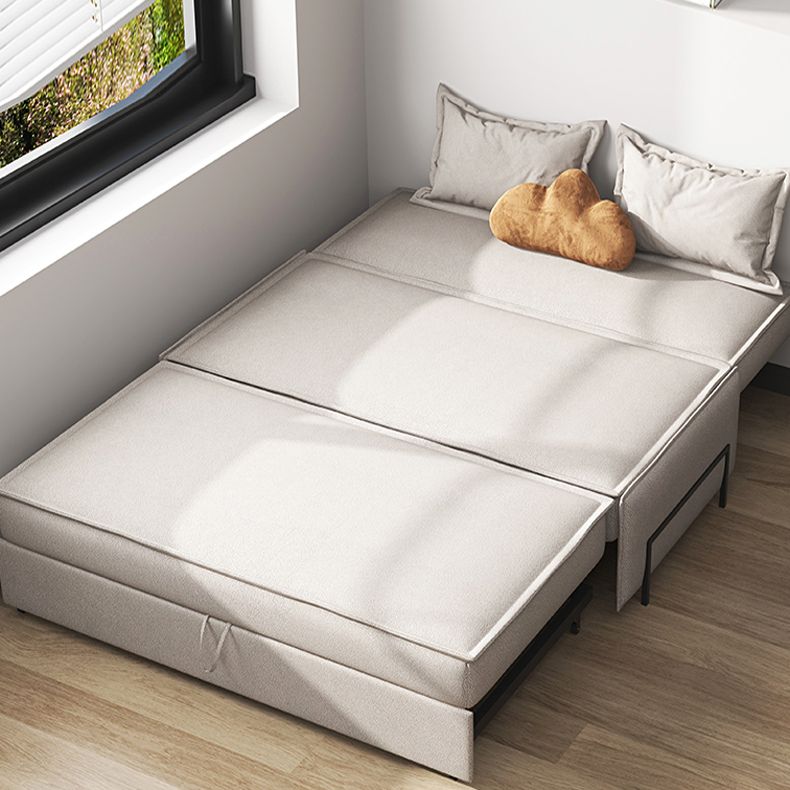 Grijze faux lederen slaper bank 34,64 "brede armloze slaapbank met gestoffeerd