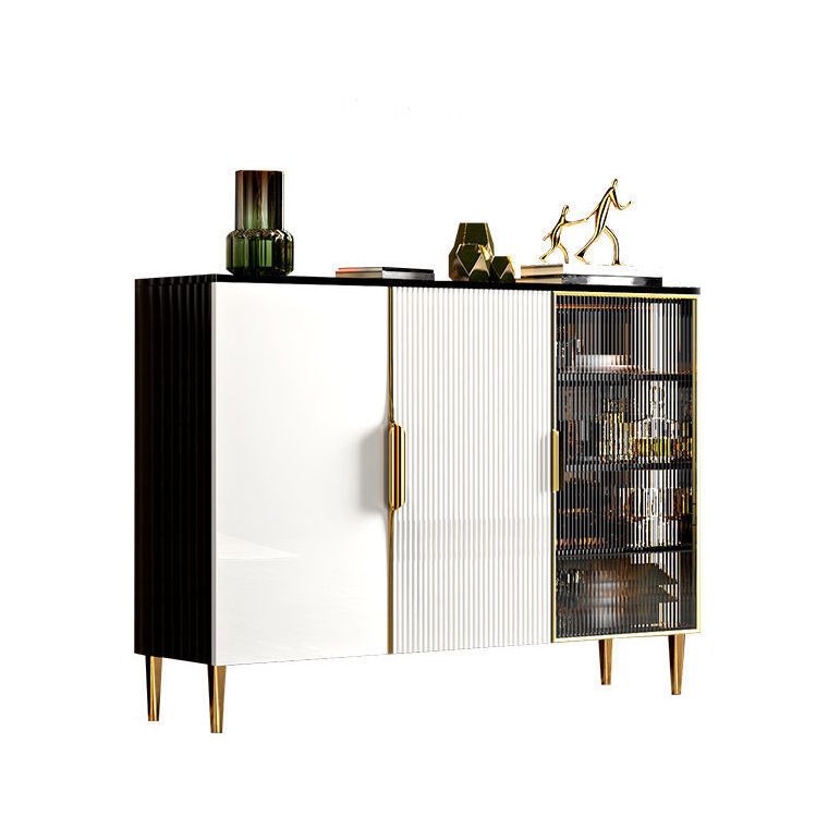 Porte in vetro in legno in stile glam Credenza a buffet con armadi